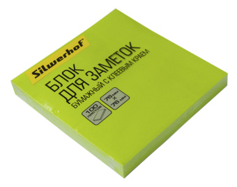 Блок самоклеящийся бумажный Silwerhof 682161-06 76x76мм 100лист. 75г/м2 неон зеленый - купить недорого с доставкой в интернет-магазине