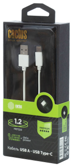 Кабель Cactus CS-USB.A.USB.C-1.2 USB (m)-USB Type-C (m) 1.2м белый блистер - купить недорого с доставкой в интернет-магазине