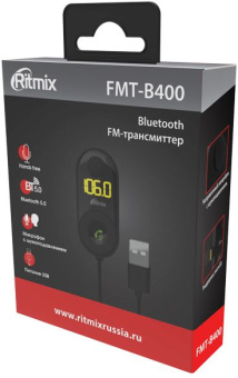 Автомобильный FM-модулятор Ritmix FMT-B400 черный MicroSD BT USB (80000850) - купить недорого с доставкой в интернет-магазине