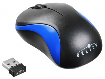 Мышь Оклик 605SW черный/синий оптическая (1200dpi) беспроводная USB для ноутбука (3but) - купить недорого с доставкой в интернет-магазине
