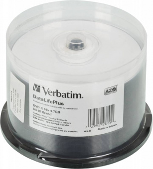 Диск DVD-R Verbatim 4.7Gb 16x Cake Box (50шт) Printable (43755) - купить недорого с доставкой в интернет-магазине