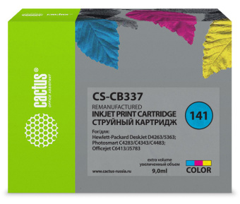 Картридж струйный Cactus CS-CB337 №141 многоцветный (9мл) для HP DJ D4263/D4363/D5360/DJ J5783/J6413 - купить недорого с доставкой в интернет-магазине
