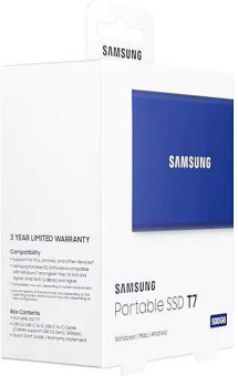 Накопитель SSD Samsung USB-C 500GB MU-PC500H/WW T7 1.8" синий - купить недорого с доставкой в интернет-магазине