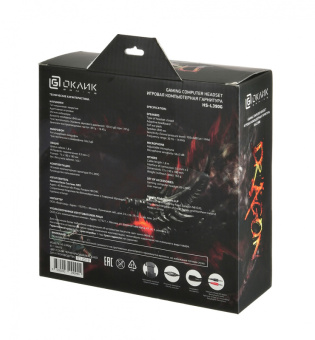 Наушники с микрофоном Оклик HS-L390G DRAGON черный/красный 1.8м мониторные оголовье (1100413) - купить недорого с доставкой в интернет-магазине