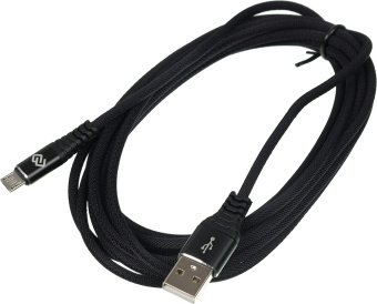 Кабель Digma MICROUSB-3M-BRAIDED-BLK USB (m)-micro USB (m) 3м черный - купить недорого с доставкой в интернет-магазине