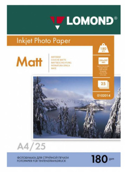 Фотобумага Lomond 0102037 A4/180г/м2/25л./белый матовое для струйной печати - купить недорого с доставкой в интернет-магазине