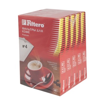 Фильтры для кофе для кофеварок Filtero Premium №4 белый 1х4 (упак.:200шт) - купить недорого с доставкой в интернет-магазине