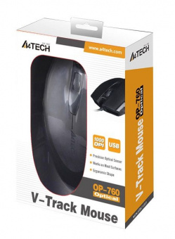 Мышь A4Tech OP-760 черный оптическая (1200dpi) USB (3but) - купить недорого с доставкой в интернет-магазине