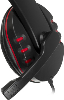 Наушники с микрофоном Оклик HS-L380G ABADDON черный/красный 1.8м мониторные оголовье (1100404) - купить недорого с доставкой в интернет-магазине
