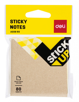 Блок самоклеящийся бумажный Deli Stick UP EA03893 76x76мм 80лист. коричневый европодвес - купить недорого с доставкой в интернет-магазине