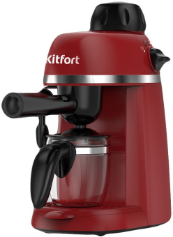 Кофеварка рожковая Kitfort КТ-760-1 800Вт красный/черный - купить недорого с доставкой в интернет-магазине