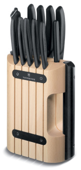 Набор ножей кухон. Victorinox Swiss Classic (6.7153.11) компл.:11шт с подставкой черный подар.коробка - купить недорого с доставкой в интернет-магазине