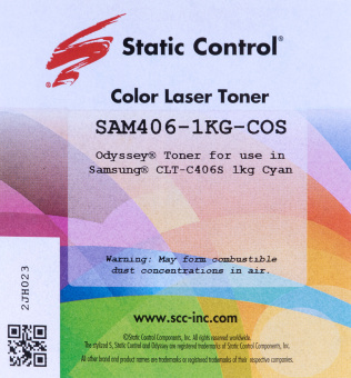 Тонер Static Control SAM406-1KG-COS голубой флакон 1000гр. для принтера Samsung CLP-360/CLX-3300 - купить недорого с доставкой в интернет-магазине