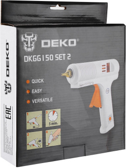 Клеевой пистолет Deko DKGG150 SET2 150Вт 5гр/мин стерж.:11мм - купить недорого с доставкой в интернет-магазине