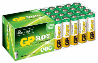 Батарея GP Super Alkaline 15A LR6 AA (40шт) - купить недорого с доставкой в интернет-магазине