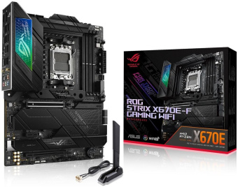 Материнская плата Asus ROG STRIX X670E-F GAMING WIFI SocketAM5 AMD X670 4xDDR5 ATX AC`97 8ch(7.1) 2.5Gg RAID+HDMI+DP - купить недорого с доставкой в интернет-магазине