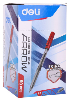 Ручка шариков. Deli Arrow EQ01140 прозрачный/красный d=1мм красн. черн. - купить недорого с доставкой в интернет-магазине