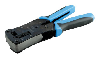 Инструмент обжимной Hyperline HT-N468B для RJ-45, RJ-12, RJ-11 (упак:1шт) черный/голубой - купить недорого с доставкой в интернет-магазине