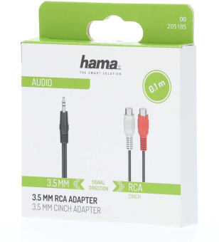 Адаптер Hama H-205185 00205185 Jack 3.5 (m) 2xRCA (f) 0.1м черный - купить недорого с доставкой в интернет-магазине