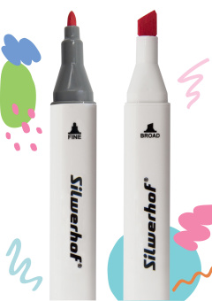 Набор маркеров для скетчинга Silwerhof двойной пиш. наконечник 1-7мм 24цв. пластиковая коробка (24шт.) - купить недорого с доставкой в интернет-магазине