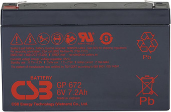 Батарея для ИБП CSB GP672 6В 7.2Ач - купить недорого с доставкой в интернет-магазине