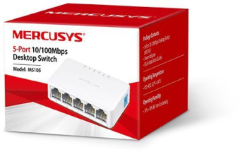 Коммутатор Mercusys MS105 5x100Mb неуправляемый - купить недорого с доставкой в интернет-магазине