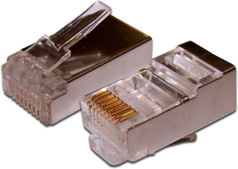 Коннектор Lanmaster (TWT-PL45/S-8P8C) FTP кат.5e RJ45 серебристый (упак.:100шт) - купить недорого с доставкой в интернет-магазине
