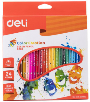 Карандаши цв. Deli EC00220 Color Emotion трехгран. липа 24цв. коробка/европод. (24шт) - купить недорого с доставкой в интернет-магазине