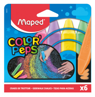 Мел цветной Maped 936010 Color`Peps асфальт. 6цв. прямоугольный картон.коробка - купить недорого с доставкой в интернет-магазине