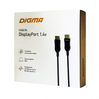 Кабель аудио-видео Digma 1.4v AOC DisplayPort (m)/DisplayPort (m) 20м. Позолоченные контакты черный (BHP DP 1.4-20) - купить недорого с доставкой в интернет-магазине