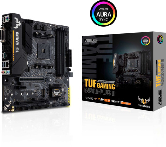 Материнская плата Asus TUF GAMING B450M-PLUS II Soc-AM4 AMD B450 4xDDR4 mATX AC`97 8ch(7.1) GbLAN RAID+DVI+HDMI - купить недорого с доставкой в интернет-магазине