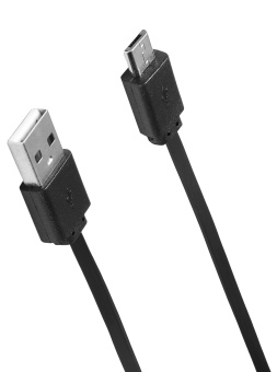 Кабель SunWind USB (m)-micro USB (m) 1м черный плоский - купить недорого с доставкой в интернет-магазине