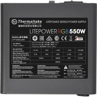 Блок питания Thermaltake ATX 550W Litepower RGB 550 (24+4+4pin) APFC 120mm fan color LED 5xSATA RTL - купить недорого с доставкой в интернет-магазине