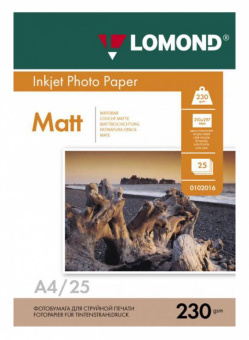 Фотобумага Lomond 0102050 A4/230г/м2/25л./белый матовое для струйной печати - купить недорого с доставкой в интернет-магазине