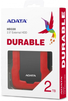 Жесткий диск A-Data USB 3.0 2Tb AHD330-2TU31-CRD HD330 DashDrive Durable 2.5" красный - купить недорого с доставкой в интернет-магазине
