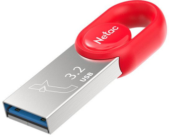Флеш Диск Netac 128Gb UM2 NT03UM2N-128G-32RE USB3.2 серебристый/красный - купить недорого с доставкой в интернет-магазине