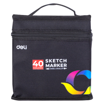 Набор маркеров для скетчинга Deli E70806-40 двойной пиш. наконечник 40цв. текстильная сумка (40шт.) - купить недорого с доставкой в интернет-магазине