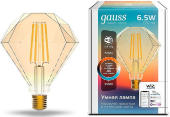 Умная лампа Gauss IoT Smart Home E27 6.5Вт 720lm Wi-Fi (упак.:1шт) (1370112) - купить недорого с доставкой в интернет-магазине