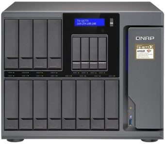 Сетевое хранилище NAS Qnap TS-1677X-1700-64G 16-bay настольный Ryzen7 1700 - купить недорого с доставкой в интернет-магазине
