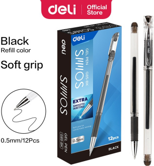 Ручка гелев. Deli Smoos EG85-BK прозрачный d=0.5мм черн. черн. 1стерж. резин. манжета - купить недорого с доставкой в интернет-магазине