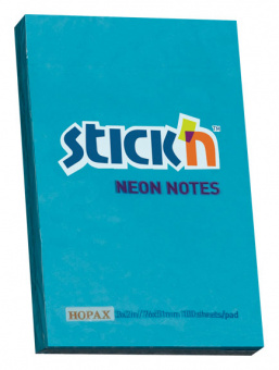 Блок самоклеящийся бумажный Stick`n 21207 51x76мм 100лист. 70г/м2 неон голубой - купить недорого с доставкой в интернет-магазине