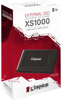 Накопитель SSD Kingston USB-C 2TB SXS1000/2000G XS1000 1.8" черный - купить недорого с доставкой в интернет-магазине