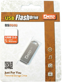Флеш Диск Dato 16GB DS7016 DS7016-16G USB2.0 серебристый - купить недорого с доставкой в интернет-магазине