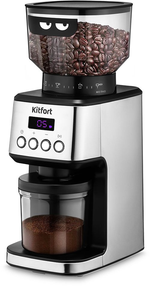 Кофемолка Kitfort КТ-790 180Вт сист.помол.:жернова вместим.:320гр нержавеющая сталь/черный