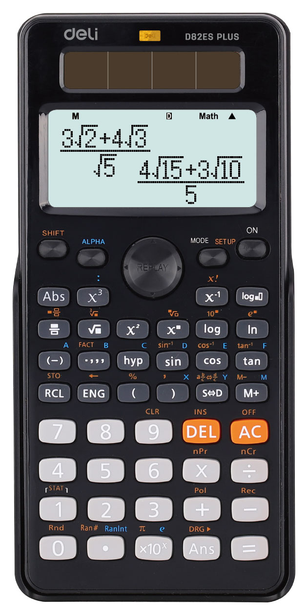 Калькулятор научный Deli ED82ES черный 10+2-разр.