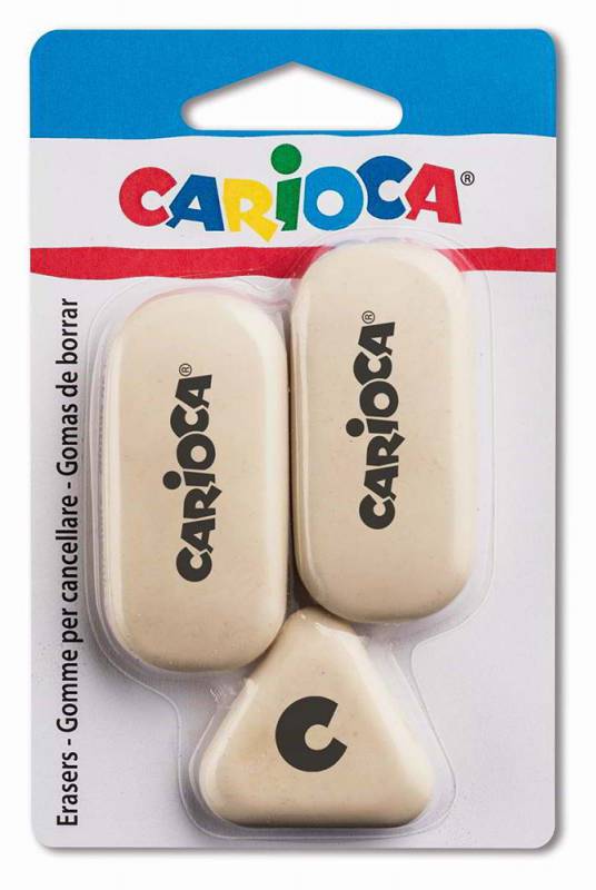 Набор ластиков Carioca SCHOOL 42782 каучук белый блистер (3шт)