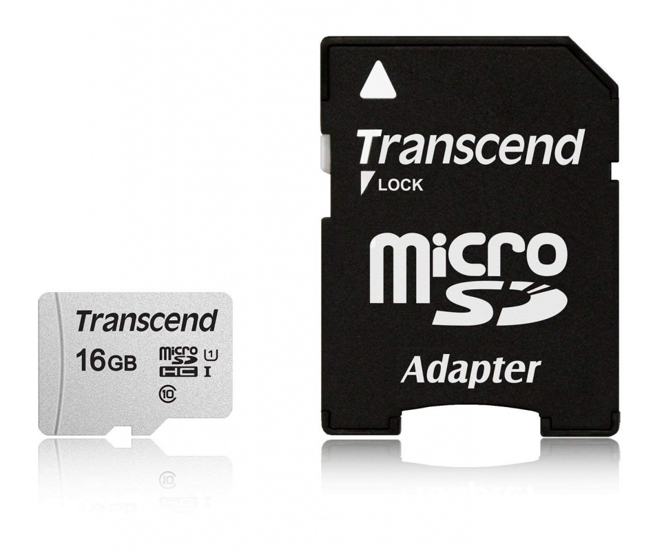 Флеш карта microSDHC 16GB Transcend TS16GUSD300S-A + adapter