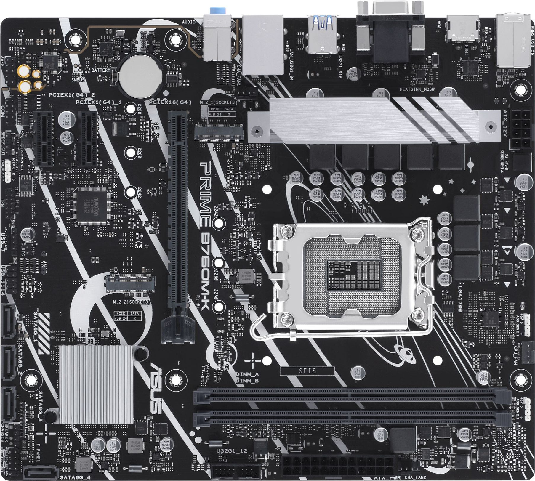Материнская плата Asus PRIME B760M-K Soc-1700 Intel B760 2xDDR5 mATX AC`97 8ch(7.1) GbLAN RAID+VGA+HDMI