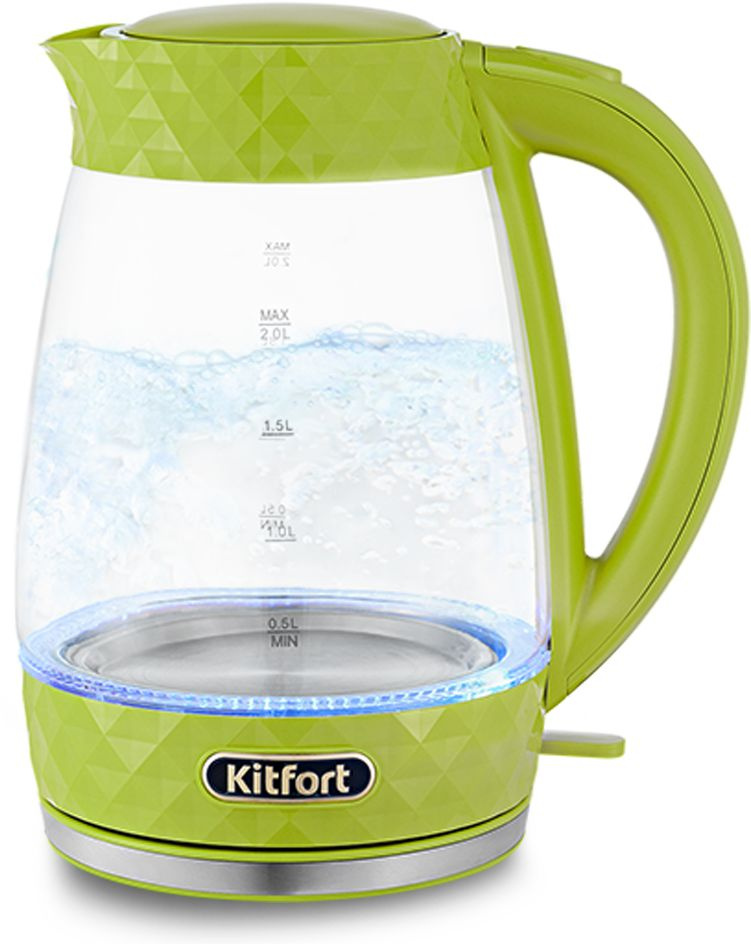 Чайник электрический Kitfort КТ-6123-2 2л. 2200Вт салатовый корпус: стекло/металл/пластик