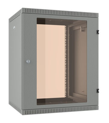 Шкаф коммутационный NT Wallbox 18-63 G (589169) настенный 18U 600x350мм пер.дв.стекл направл.под закл.гайки 360кг серый 300мм 23кг 880мм IP20 сталь